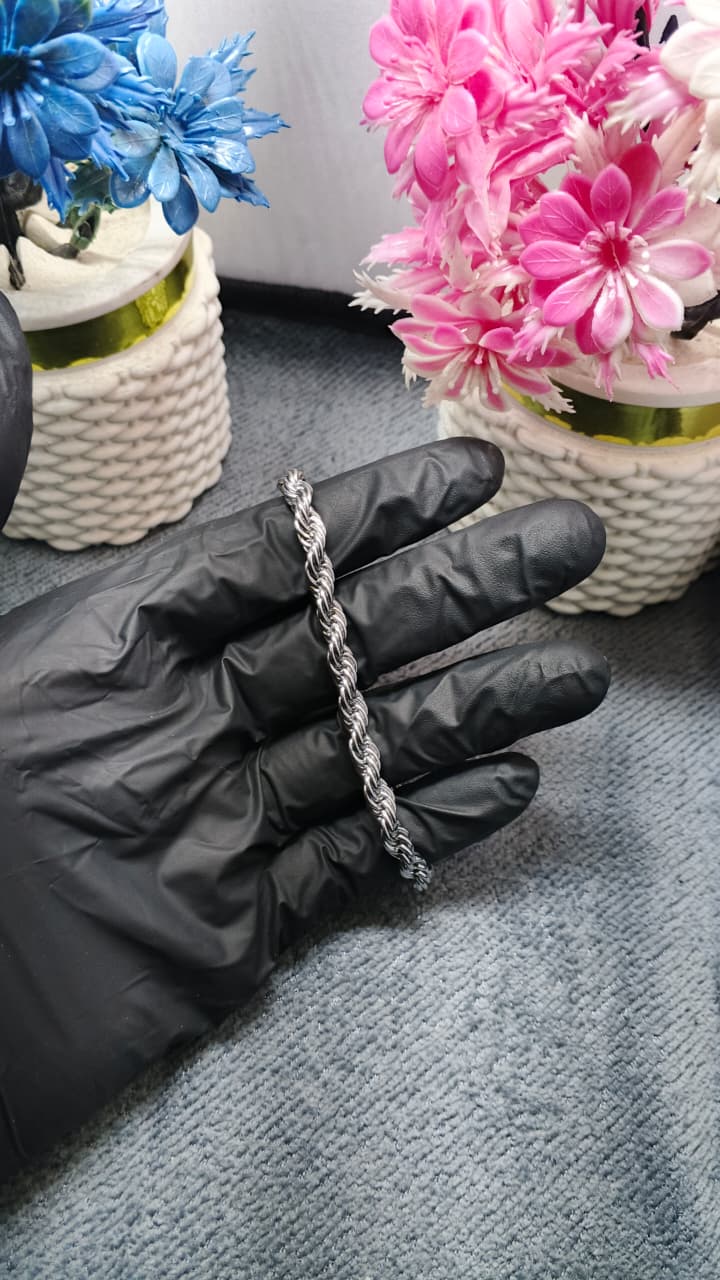 Stainless Steel Silver Rope Chain Bracelet